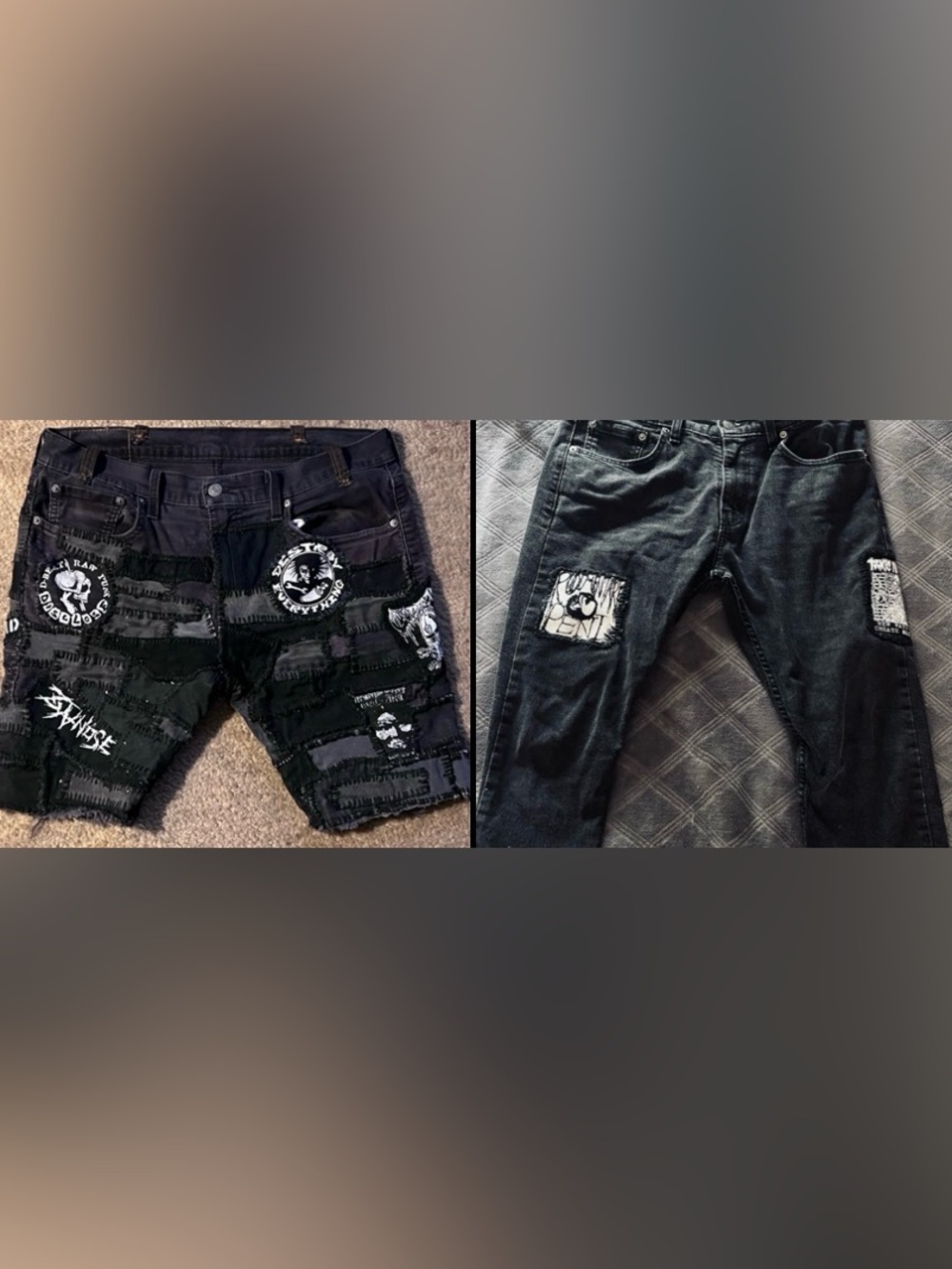 2-pairs Crust punk shorts size 33 but will fit 34 waist size. 🔥OBO🔥